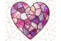 Stained Glass Heart PNG Clipart in Pastel and Bright Colors Product Image 2