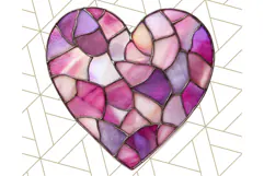 Stained Glass Heart PNG Clipart in Pastel and Bright Colors Product Image 2
