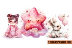 Watercolor Pink Baby Shower Clipart , PNG Product Image 1