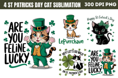 St Patricks Day Cat Sublimation Bundle PNG Product Image 3