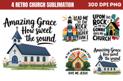 Retro Church Sublimation PNG Product Image 1