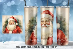 Santa Claus Vintage Tumbler Wrap Sublimation Designs|Skinny Product Image 4