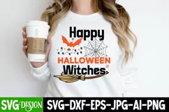 Happy Halloween Witches SVG Cut File,Happy Halloween Witches Product Image 1