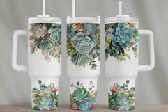 Succulent Tumbler, 40 Oz Tumbler Wrap, Sublimation Design Product Image 1
