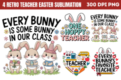 Retro Teacher Easter Sublimation Bundle PNG Product Image 3