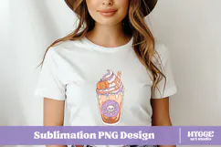 Coquette Girly Halloween Pumpkin Coffee Clipart DTF PNG Product Image 2