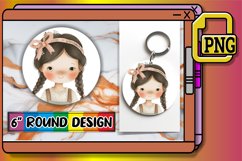 Free-spirited Boho Kids Keychain Print Art PNG Round Product Image 1