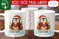 Custom Christmas mug wrap PNG, Cute penguin mug PNG Product Image 1