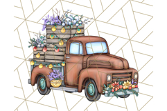 Vintage Christmas Truck Clipart PNG, Retro Holiday Vehicle Product Image 2
