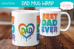 Best Dad ever mug wrap PNG, Father's day mug template PNG Product Image 2