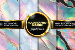 Holographic Marble Digital Papers - 04 variations Product Image 1