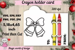 Christmas Bell Coloring Card svg, Crayon Holder card Product Image 1