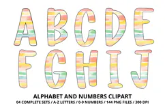 Baby Shower Watercolor Alphabet and Numbers Clipart PNG Product Image 2