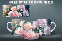 3D Flowers Mug Sublimation PNG Mug Wrap Product Image 2