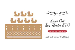 Laser Cut Key Holder SVG - Wall Hook Rack File Product Image 2