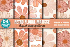 Retro floral matisse pattern Digital Paper Background PNG Product Image 12
