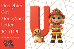 Firefighter Girl Letter U Clipart | Firewoman Alphabet PNG Product Image 1