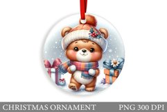 Cute Bear Christmas Ornament. Christmas Bear Sublimation Product Image 1