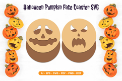 Halloween Pumpkin Face Coaster SVG | Laser Cut Product Image 2