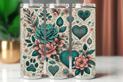Tumbler Wrap 20 oz - floral heart rustic Product Image 1