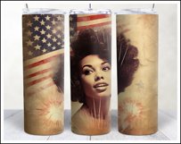 Retro American Girl Tumbler Sublimation Wrap Design 4th July Product Image 16