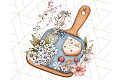 Blue Cottagecore Kitchen Clipart, Vintage Country Floral Png Product Image 2
