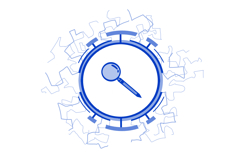 Magnifier icon in a round frame on transparent background Product Image 1