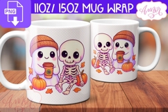 Fall Season mug wrap PNG, Cute Halloween ghost mug PNG Product Image 2