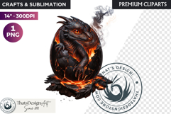 Cute Baby Dragon in a egg Clipart, dragon egg, Fantasy PNG Product Image 1