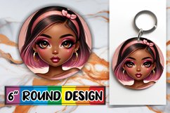 Whimsical Keychain Circle Sublimation, Love Girl Product Image 1