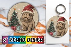 Cute Holiday Animals Keychain Round Design Sublimation Art Product Image 1