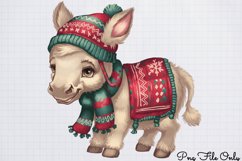Cute Watercolor Christmas Farm Clipart PNG Product Image 1