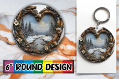 Holiday Scene 3D Heart Frame Round Design Sublimation Product Image 1