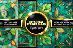 Botanical Stained Glass Digital Papers - 04 Variations Product Image 1