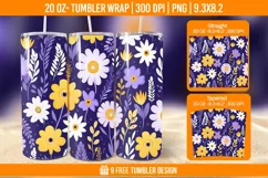 Cute Flower Seemless Tumbler Wrap Designs, Sublimation Wrap Product Image 1