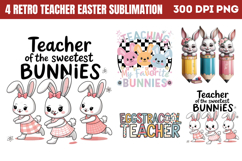 Retro Teacher Easter Sublimation Bundle PNG Product Image 2