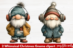 2 Whimsical Christmas Gnome Clipart | Cute Holiday Gnome PNG Product Image 1