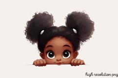 Peekaboo African Black Girl Clipart PNG Product Image 1