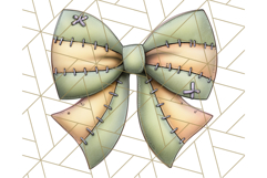 Muted Halloween Bow Clipart, Fall Ribbon PNG Autumn Hair Bow Product Image 2