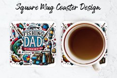 Fishing Dad Mug coaster | Coaster | Sublimation Design Product Image 1