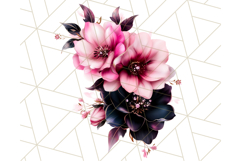 Gothic Floral PNG, Dark Aesthetic Flowers Clipart Print Product Image 2