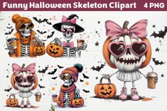 Funny Halloween Skeleton Clipart PNG Product Image 1