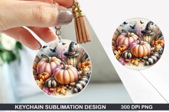 Pumpkin Keychain Sublimation - Halloween Keychain PNG Product Image 1