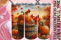 20oz Tumbler Wrap: Autumn Watercolor Landscape Product Image 1