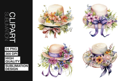 Floral Hat Art Clipart PNG Product Image 1