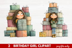 Birthday Girl Clipart | Cute Celebration PNG Illustration Se Product Image 1