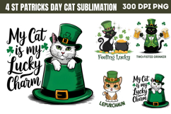 St Patricks Day Cat Sublimation Bundle PNG Product Image 2