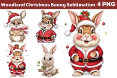 Woodland Christmas Bunny Sublimation Clipart PNG Product Image 1