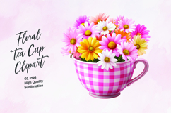 Floral tea cup clipart sublimation Product Image 1
