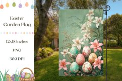 Easter Eggs Garden Flag, Floral Easter Garden Flag Template Product Image 1